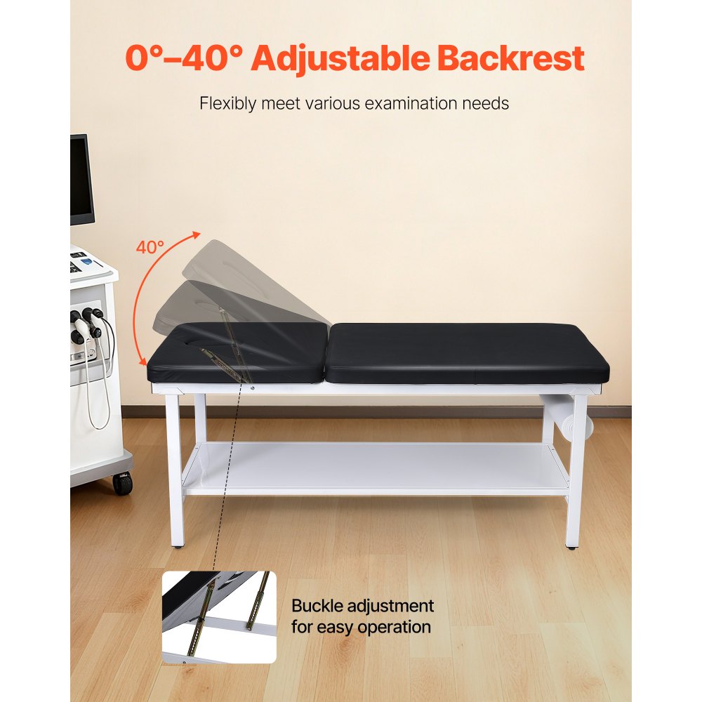 VEVOR Medical Exam Table, 500LBS Loading Medical Examination Bed with 0°–40° Adjustable Backrest, Physical Therapy Exam Table with Storage Shelf & Paper Roll Dispenser for Hospital Clinic Rehab Center