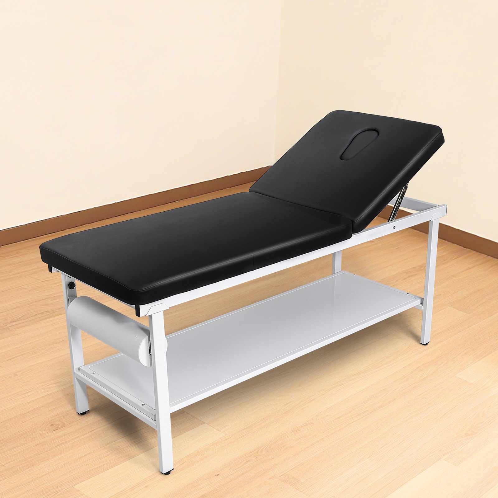 VEVOR Medical Exam Table, 500LBS Loading Medical Examination Bed with 0°–40° Adjustable Backrest, Physical Therapy Exam Table with Storage Shelf & Paper Roll Dispenser for Hospital Clinic Rehab Center
