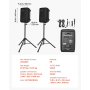 2 X 8 in Speakers Portable PA System 300W Mixer Bluetooth Mic for DJ Party