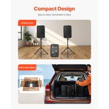2 X 8 in Speakers Portable PA System 300W Mixer Bluetooth Mic for DJ Party