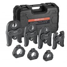 VEVOR 7PCS VMP Pressing Kit 1/2" to 2" - 3PCS Press Jaws, 3PCS Press Rings, 1PCS Actuator - Compatible with Megapress Carbon Steel Pipes, Work with 32KN Standard Press Tools - with Case