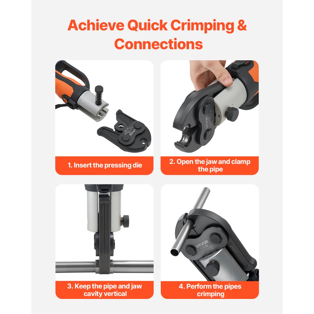 VEVOR V12 Pressing Jaw, 12mm Press Jaw for V-Type Stainless Steel Pipes, High-Strength Carburized Steel Crimping Jaws Compatible with Standard Press Tools