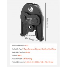 VEVOR V22 Pressing Jaw 22mm Press Jaw Suitable for V-Type Stainless Steel Pipes