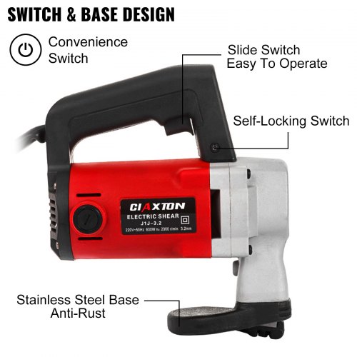 VEVOR Electric Sheet Metal Shear, 600W Electric Metal Shear Iron Sheet Cutting Shears Cutter, 3.2mm Hand-held Snip Scissor Power Tools 2000RPM for Iron Steel  Aluminum Plate