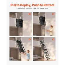 VEVOR Attic Ladder Wall-Mounted 660LBS/299.4KG Capacity for 9.5-10 ft Ceilings