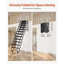 VEVOR Attic Ladder Wall-Mounted 660LBS/299.4KG Capacity for 9.5-10 ft Ceilings