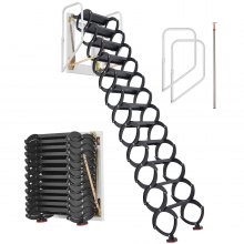 Steel Attic Ladder Wall-Mounted 660LBS/299.4KG Capacity for 9.5-10 ft Ceilings