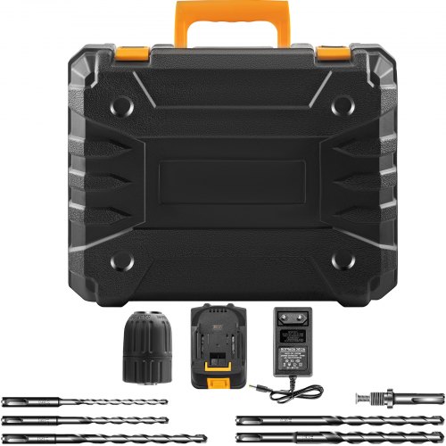 VEVOR SDS-Plus Rotary Hammer Drill, 900 rpm & 450 bpm Electric Hammer, 2 Functions Include Drilling & Hammer Drilling, Cordless Drill Kit w/ Drill Bits & Case Ideal for Concrete, Steel, and Wood