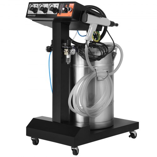 VEVOR Powder Coating System, 50 W 100KV Electrostatic Output Powder Coating Kit with 50L Powder Hopper, 450g Per Minute Powder Coating Machine with Spray Gun and Trolley Base, for Indoor and Outdoor