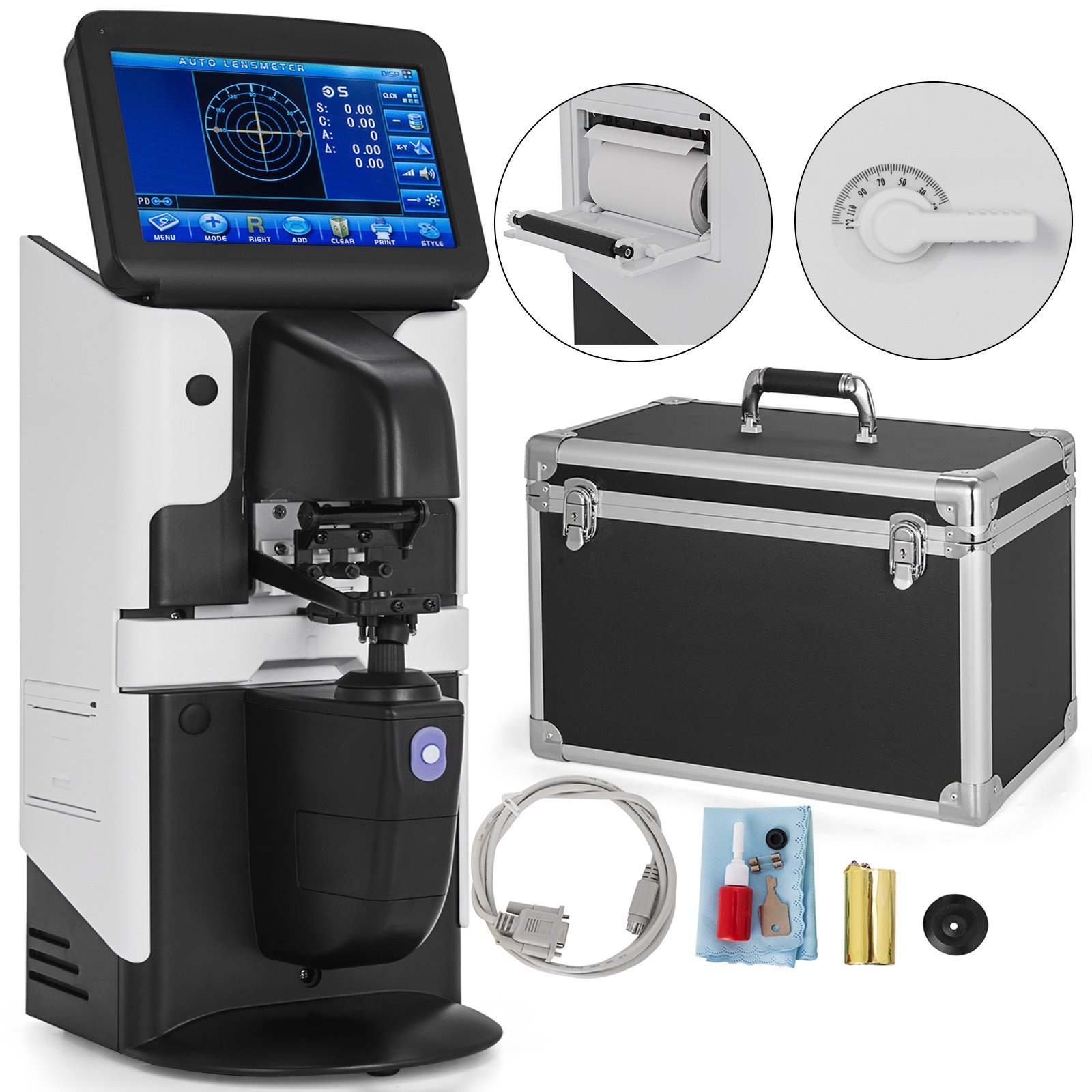 VEVOR JD-2600A 7" LCD Touch Screen Focimeter New Digital Auto Lensmeter Lensometer Focimeter Lens Meter PD UV Printer PD Meter