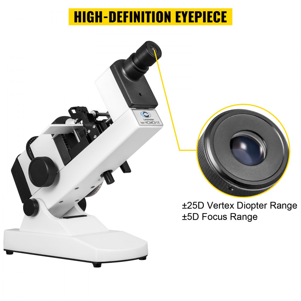VEVOR Manual Lensometer Optical, NJC-4 Lensmeter Manual, ±25D Vertex Diopter Range Manual Optical Focimeter, ±5D Eyepiece Range External Reading Lensometer for Spectacles Measuring AC/DC Power 110V
