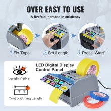 VEVOR ZCUT-9 automatisk tapedispenser selvklebende elektrisk tapekutter Emballasjemaskin Tapeskjæremaskin 6-60 mm tapebredde