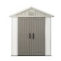 VEVOR Outdoor Storage Shed, 4x8 Ft, Heavy-Duty Resin Tool Shed, with Reinforced Floor, Skylight, Lockable Door, Weather Resistant, 152 Cu. Ft. for Garden Tools, Lawn Mower, Bike, Backyard, Patio, Grey