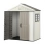 VEVOR Outdoor Storage Shed, 4x8 Ft, Heavy-Duty Resin Tool Shed, with Reinforced Floor, Skylight, Lockable Door, Weather Resistant, 152 Cu. Ft. for Garden Tools, Lawn Mower, Bike, Backyard, Patio, Grey
