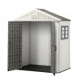 VEVOR Outdoor Storage Shed, 4x8 Ft, Heavy-Duty Resin Tool Shed, with Reinforced Floor, Skylight, Lockable Door, Weather Resistant, 152 Cu. Ft. for Garden Tools, Lawn Mower, Bike, Backyard, Patio, Grey
