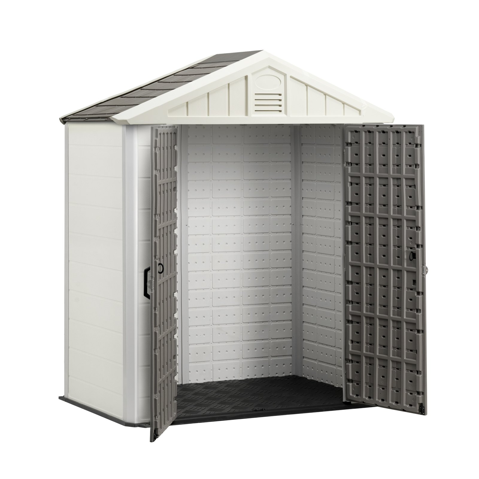 VEVOR Outdoor Storage Shed, 4x8 Ft, Heavy-Duty Resin Tool Shed, with Reinforced Floor, Skylight, Lockable Door, Weather Resistant, 152 Cu. Ft. for Garden Tools, Lawn Mower, Bike, Backyard, Patio, Grey