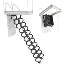 Steel Attic Ladder Ceiling-Mounted Attic Stairs for 8.5 to 9.4 ft Ceilings