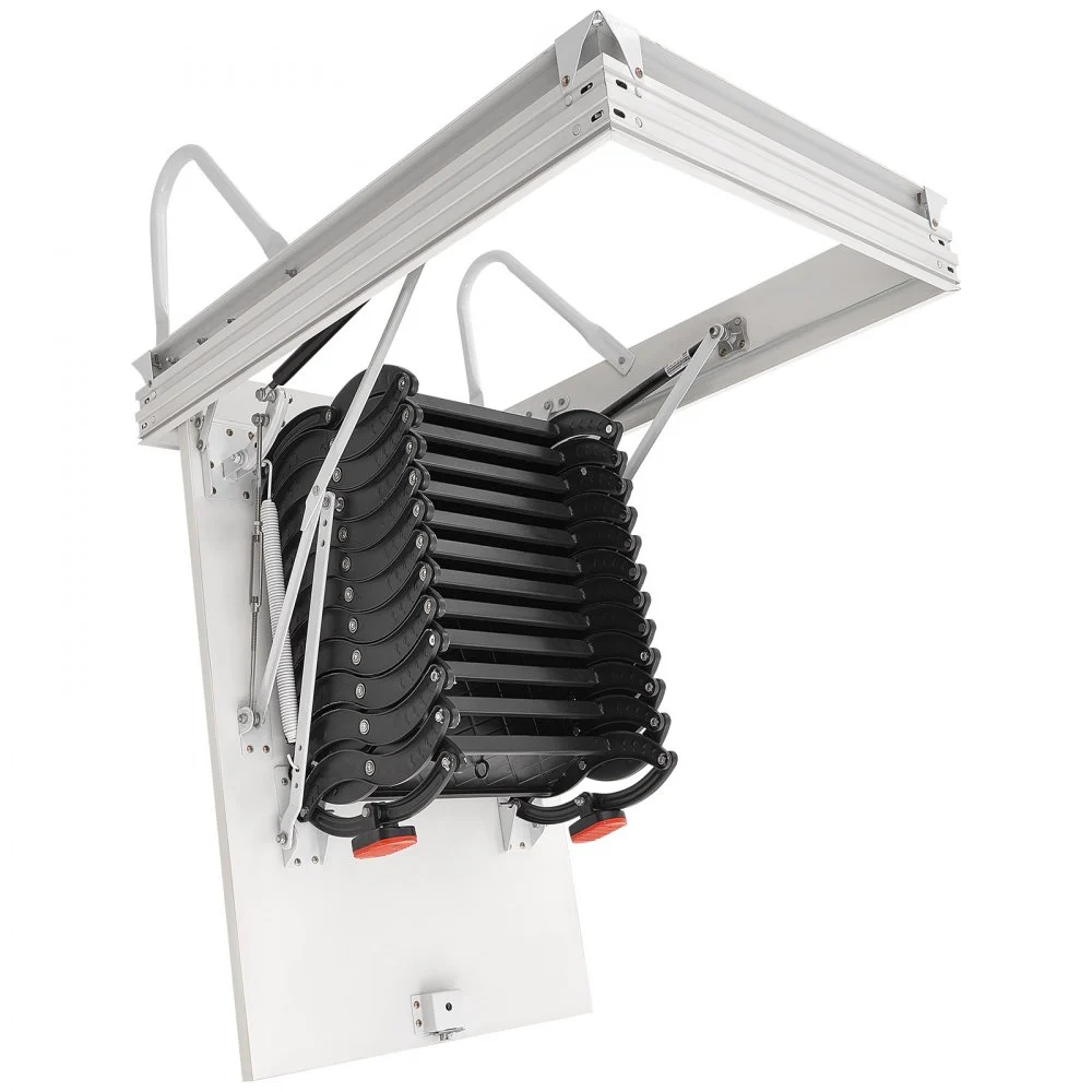VEVOR Attic Ladder, 660LBS/299.4KG Capacity, Fits 9.5 to 10.2 ft Ceiling Height and 39.4 x 27.5 inch Opening Size, Alloy Steel Pull-Down Retractable Ceiling Stair with Pulling Rod for Attic Loft Roof