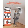 Steel Attic Ladder Ceiling-Mounted Attic Stairs for 9.5 to 10.2 ft Ceilings