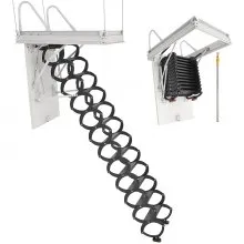 Steel Attic Ladder Ceiling-Mounted Attic Stairs for 9.5 to 10.2 ft Ceilings