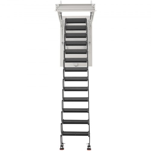 VEVOR Attic Ladder 660LBS/299.4KG Capacity Fits 10.5 to 11 ft Ceiling Height and 39.4 x 27.5 inch Opening Size Alloy Steel Pull-Down Retractable