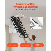 Steel Attic Ladder Ceiling-Mounted Attic Stairs for 10.5 to 11 ft Ceilings
