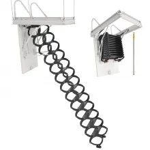 Steel Attic Ladder Ceiling-Mounted Attic Stairs for 10.5 to 11 ft Ceilings