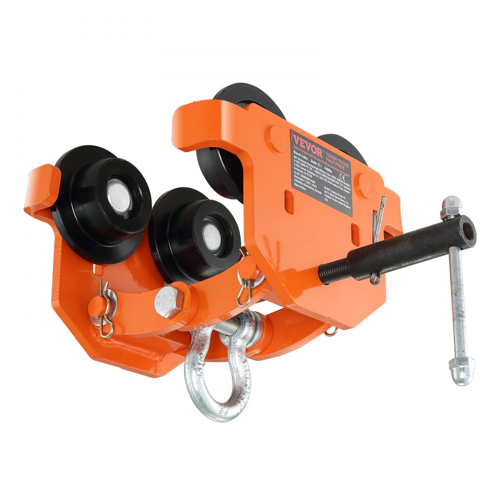 VEVOR Manual Trolley, 2 Ton Load Capacity, Push Beam Trolley with Dual Wheels, Adjustable for I-Beam Flange Width 71 mm to 170.2 mm, Heavy Duty Alloy Steel Garage Hoist for Straight Curved I Beam