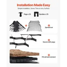 VEVOR Gravel Grid, 2 Inch Depth, 16.4 x 6.5 FT / 5000 x 1980 mm, 1880 LBS Per Sq ft Grass Ground Retainer, Permeable Geo Grids Driveway Stabilization, for Garden, Patio, Walkway, RV Parking Slopes