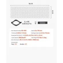 VEVOR Gravel Grid, 2 Inch Depth, 16.4 x 6.5 FT / 5000 x 1980 mm, 1880 LBS Per Sq ft Grass Ground Retainer, Permeable Geo Grids Driveway Stabilization, for Garden, Patio, Walkway, RV Parking Slopes