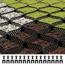 VEVOR Gravel Grid, 2 Inch Depth, 17.06 x 8.86 FT / 5200 x 2700 mm, 1880 LBS Per Sq ft Grass Ground Retainer, Permeable Geo Grids Driveway Stabilization, for Garden, Patio, Walkway, RV Parking Slopes