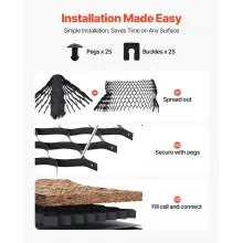 VEVOR Gravel Grid, 2 Inch Depth, 26.87 x 3.94 FT / 8200 x 1200 mm, 1880 LBS Per Sq ft Grass Ground Retainer, Permeable Geo Grids Driveway Stabilization, for Garden, Patio, Walkway, RV Parking Slopes