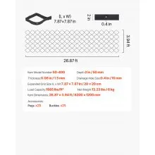 VEVOR Gravel Grid, 2 Inch Depth, 26.87 x 3.94 FT / 8200 x 1200 mm, 1880 LBS Per Sq ft Grass Ground Retainer, Permeable Geo Grids Driveway Stabilization, for Garden, Patio, Walkway, RV Parking Slopes