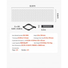 Ground Grid 2-Inch Depth Geocell Grid 32.81x9.84 FT / 10000x3000 mm for Gravel