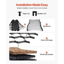 VEVOR Gravel Grid, 2 Inch Depth, 32.81 x 9.84 FT / 10000 x 3000 mm, 1880 LBS Per Sq ft Grass Ground Retainer, Permeable Geo Grids Driveway Stabilization, for Garden, Patio, Walkway, RV Parking Slopes