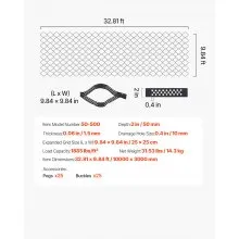 VEVOR Gravel Grid, 2 Inch Depth, 32.81 x 9.84 FT / 10000 x 3000 mm, 1880 LBS Per Sq ft Grass Ground Retainer, Permeable Geo Grids Driveway Stabilization, for Garden, Patio, Walkway, RV Parking Slopes