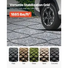 VEVOR Gravel Grid, 3 Inch Depth, 17.06 x 8.86 FT / 5200 x 2700 mm, 1880 LBS Per Sq ft Grass Ground Retainer, Permeable Geo Grids Driveway Stabilization, for Garden, Patio, Walkway, RV Parking Slopes