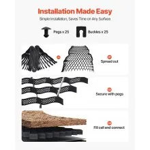 VEVOR Gravel Grid, 3 Inch Depth, 17.06 x 8.86 FT / 5200 x 2700 mm, 1880 LBS Per Sq ft Grass Ground Retainer, Permeable Geo Grids Driveway Stabilization, for Garden, Patio, Walkway, RV Parking Slopes