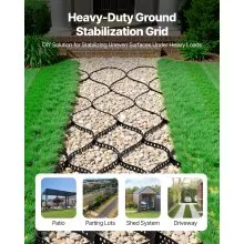 VEVOR Gravel Grid, 4 Inch Depth, 17.06 x 8.86 FT / 5200 x 2700 mm, 1880 LBS Per Sq ft Grass Ground Retainer, Permeable Geo Grids Driveway Stabilization, for Garden, Patio, Walkway, RV Parking Slopes