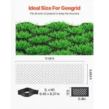 VEVOR Gravel Grid, 4 Inch Depth, 17.06 x 8.86 FT / 5200 x 2700 mm, 1880 LBS Per Sq ft Grass Ground Retainer, Permeable Geo Grids Driveway Stabilization, for Garden, Patio, Walkway, RV Parking Slopes