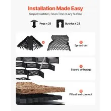 VEVOR Gravel Grid, 4 Inch Depth, 17.06 x 8.86 FT / 5200 x 2700 mm, 1880 LBS Per Sq ft Grass Ground Retainer, Permeable Geo Grids Driveway Stabilization, for Garden, Patio, Walkway, RV Parking Slopes