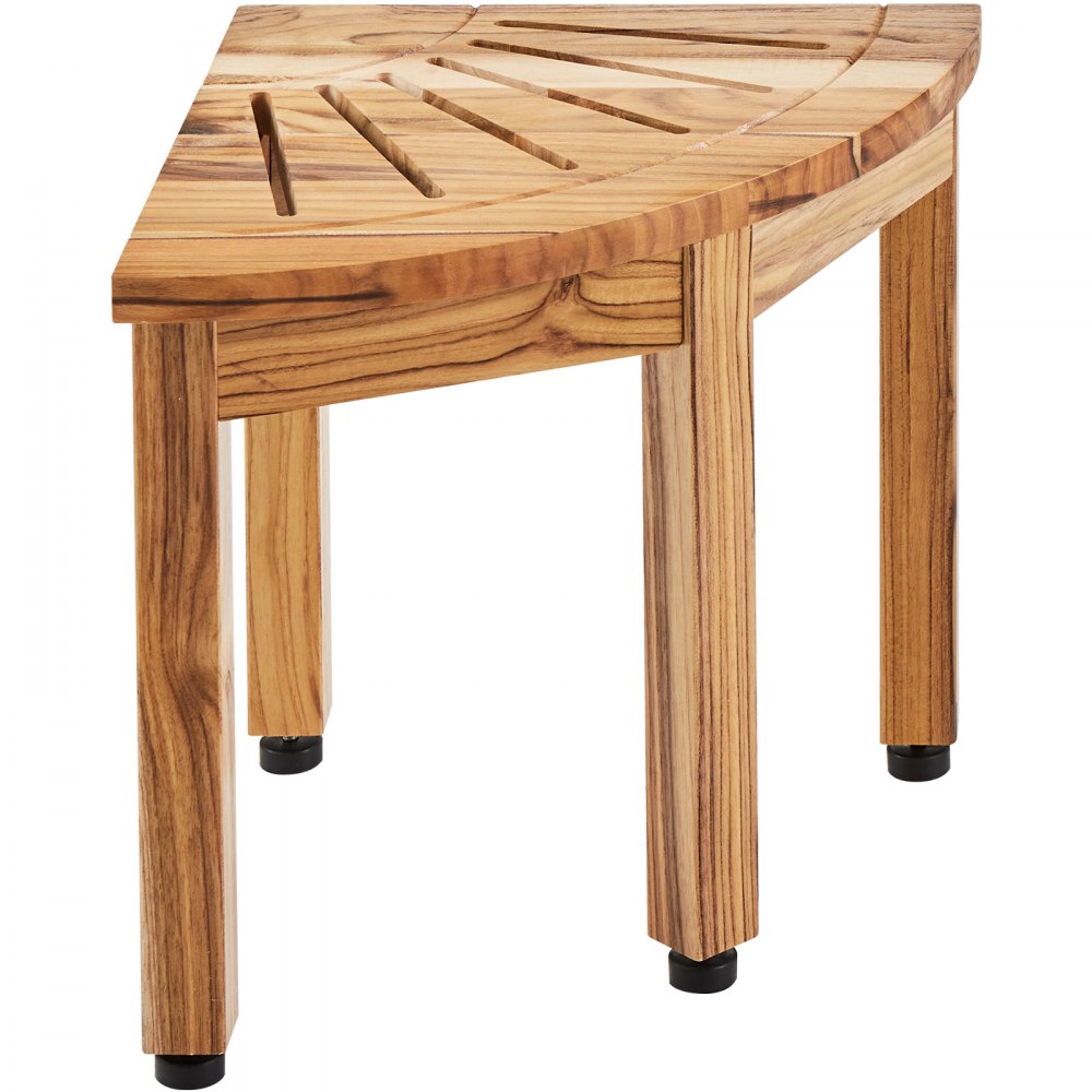 VEVOR Corner Teak Shower Bench, 12.4" Height 11.5" Radius, 100% Teak Wood Corner Shower Beach, 300 LBS with Storage Shelf, Shower Stool for Inside & Outside Shower, for Bathroom