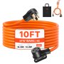 10 ft Dryer Extension Cord 4-Prong NEMA 14-30P to 14-30R Dryer Cord 30A