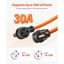 10 ft Dryer Extension Cord 4-Prong NEMA 14-30P to 14-30R Dryer Cord 30A