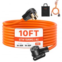 10 ft Dryer Extension Cord 4-Prong NEMA 14-30P to 14-30R Dryer Cord 30A