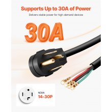 10 ft Dryer Power Cord 4-Prong NEMA 14-30P Dryer Cord w/ Eyelet Connectors