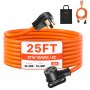 25 ft Dryer Extension Cord 4-Prong NEMA 14-30P to 14-30R Dryer Cord 30A