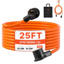 25 ft Dryer Extension Cord 3-Prong NEMA 10-30P to 10-30R Dryer Cord 30A