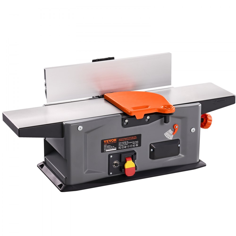 VEVOR Spiral Benchtop Jointer, 6 in, 1.5HP 10000 RPM Bench Top Wood Jointer, with 14-Blade Spiral Cutterhead 0-1/8'' Adjustable Depth 6.1x27.6'' Table, Portable Woodworking Jointer for All Wood Types