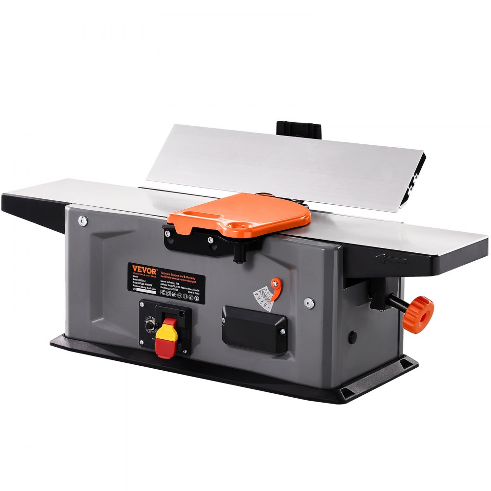 VEVOR Spiral Benchtop Jointer, 6 in, 1.5HP 10000 RPM Bench Top Wood Jointer, with 14-Blade Spiral Cutterhead 0-1/8'' Adjustable Depth 6.1x27.6'' Table, Portable Woodworking Jointer for All Wood Types